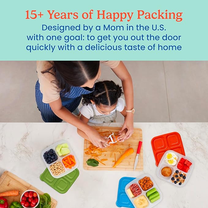Bentgo Easyboxes 4-Compartment Snack Containers - 20-Piece Set with 10 Trays & 10 Custom-Fit Lids to Seal in Freshness - Reusable Food Storage & Meal Prep Bento BPA-Free Containers (Classic)