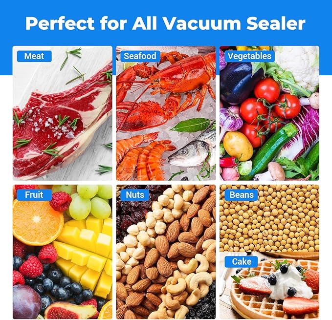 INKBIRD Custom Vacuum Sealer Rolls,Food Storage and Sous Vide Rolls, Vacuum Sealer for Food Preservation 4 Pack Vacuum Sealer Bags 11" x 25' (2 Rolls) & 8" x 25' (2 Rolls), BPA-Free