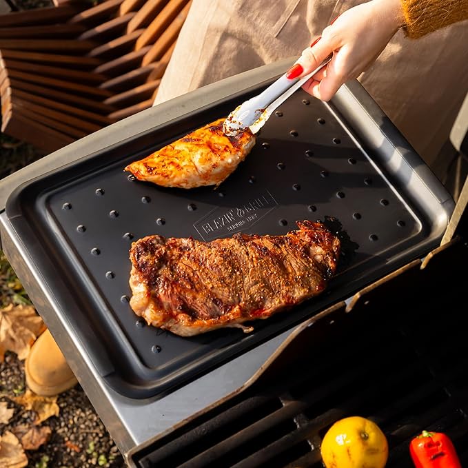 BLAZIN' GRILL Prep and Serve Trays | Set of 2 Stackable, Melamine Trays | Serving Tray & Marinating Tray | Serving Platter for Plating Food & BBQ Prep Tub for Marinating Meats | Grill Accessories |