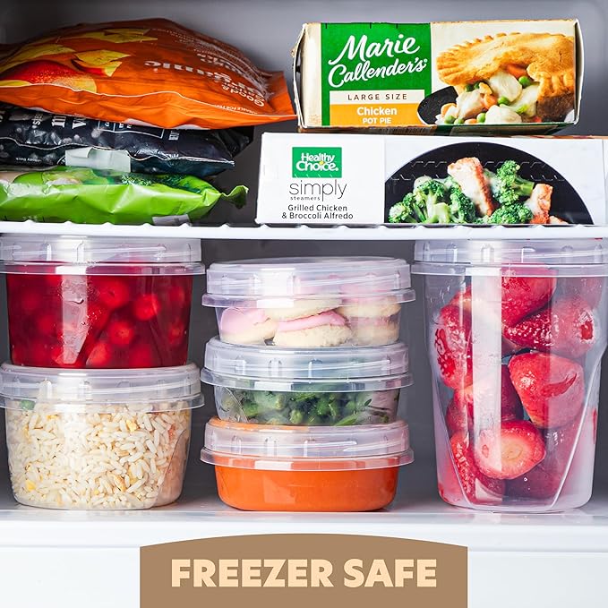 PLASTICPRO 24 Pack Twist Top Containers Assorted Sizes Plastic Food Storage Containers with Clear Twist on Lids Stackable Reusable