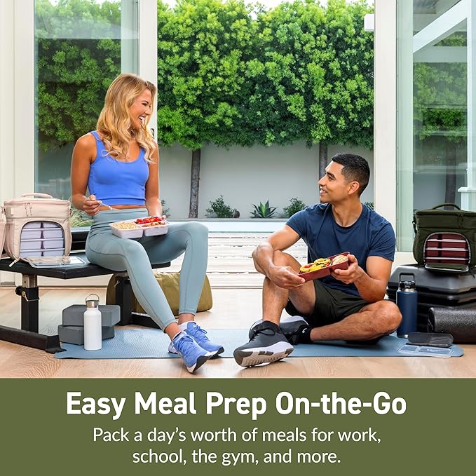 Bentgo Prep Deluxe Insulated Multimeal Bag - Lunch Box Bag, Holds 5 Meals, Premium Insulation up to 8 Hrs, Durable, Water-Resistant - Large Capacity For Adult Meal Prep (Olive Green)