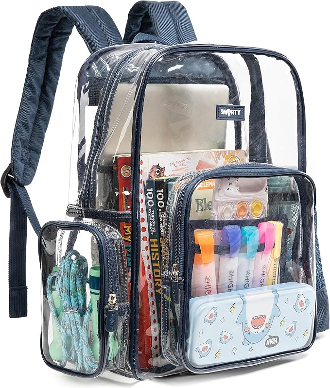 J.CARP Clear Bag Heavy Duty Backpack Durable Transparent See Through Bag