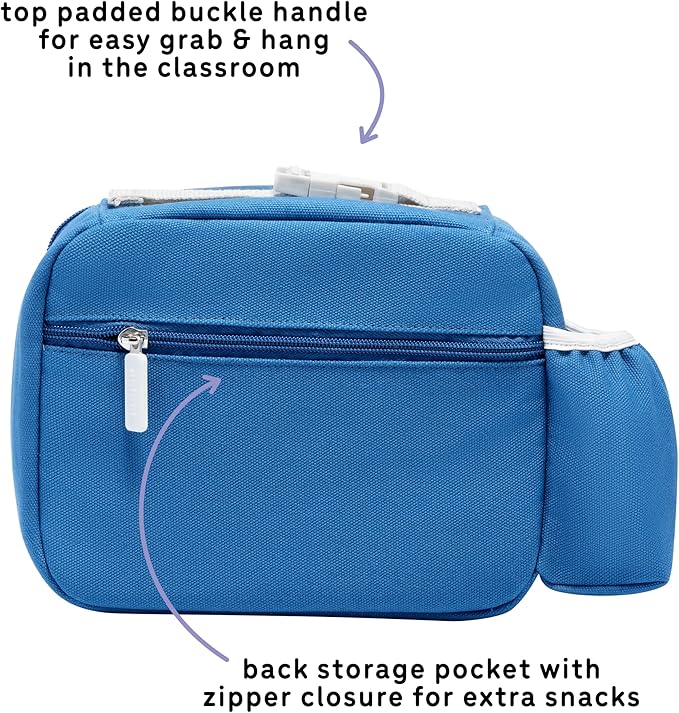 Toddler Lunch Bag for Girls and Boys, Lunch Box for Kids Ages 2–5, Fully Insulated with Padded Handle, Storage Pocket and Water Bottle Pocket, Lightweight, Easy to Clean, BPA-Free - Shark