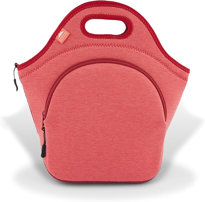 Nordic By Nature Insulated Neoprene Lunch Bag, Soft & Foldable Washable & Reusable Extra-Pocket (L) Pale Amaranth