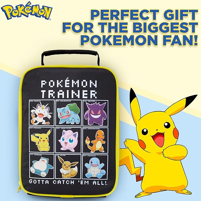 Pokemon Insulated Lunch Bag for Kids – Ideal for School, Travel, and Days Out (Black)