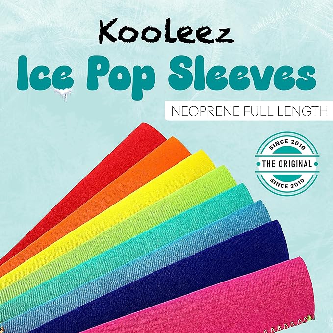 Koverz Kooleez Ice Pop Sleeves, Insulated Neoprene Sleeve for Freezer Pop/Ice Pop, Popsicle Holders for Kids, Washable and Reusable, Assorted Colors, Bold 4-Pack