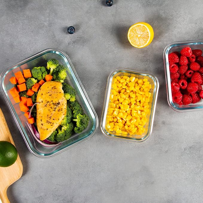 10 Pack Glass Food Storage Containers with Airtight Lids, Ideal for Meal Prep, Lunches - Microwave and Dishwasher Safe, Pink