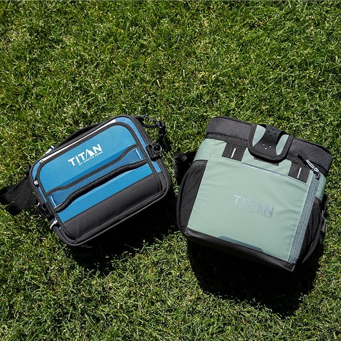 Titan Fridge Cold Zipperless Insulated Lunch Box - With Reusable Gel Ice Packs Plus Food Container Set - Sail Blue
