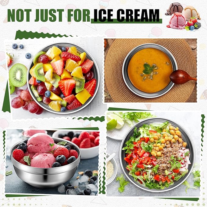 8 Pack 34 oz Stainless Steel Bowls Double Walled Insulated Soup Ice Cream Metal Mixing Nesting Bowls for Serving Soup Rice Cereal