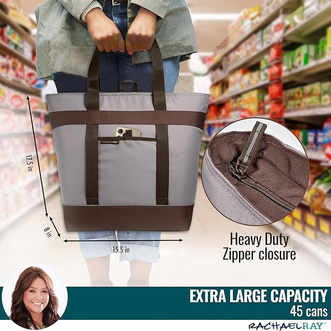 Rachael Ray Jumbo Chillout Thermal Tote, Insulated Soft Sided Cooler Bag