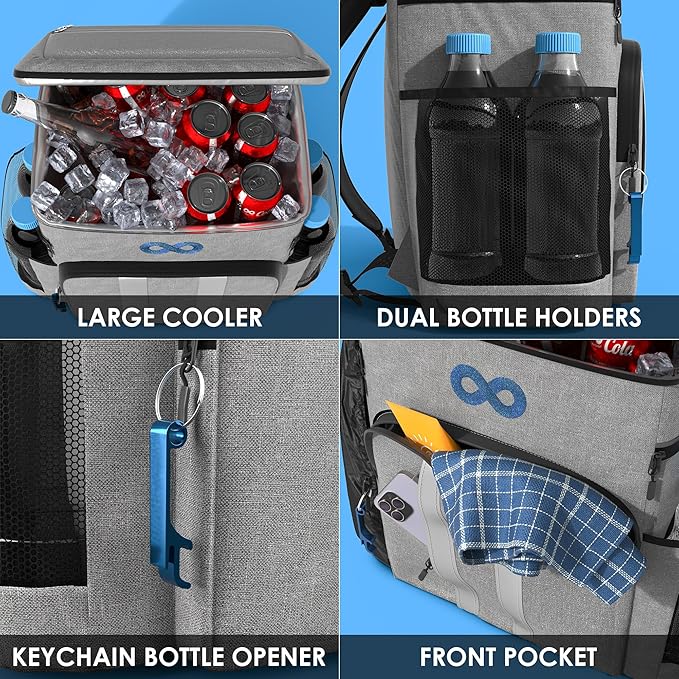 Insulated Backpack Cooler, 54 Can Capacity, Leakproof Liner, Soft Cooler Backpack, Beach, Picnic, Camping, Lunch - Everlasting Comfort
