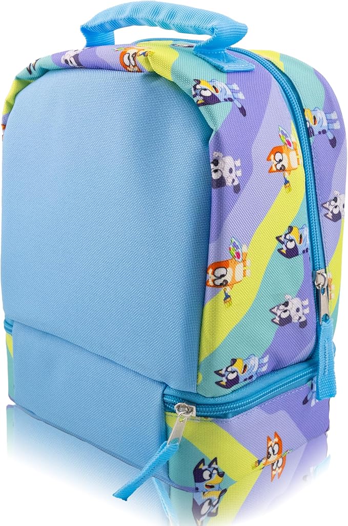 Fast Forward Bluey Lunch Box for Kids With Glitter | Insulated Lunch Bag Lunch Box for Boys, Girls, Unisex | Bluey Blue Reusable Lunchbox