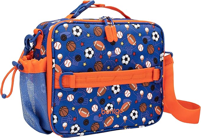 Bentgo Prints Insulated Lunch Bag Set With Kids Bento-Style Lunch Box (Sports)