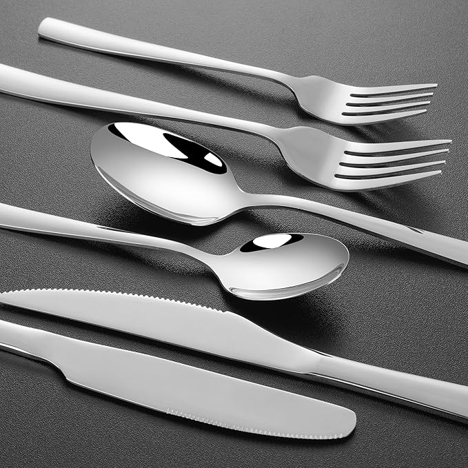 72-Piece Silverware Set for 12 Essential -18/0 Stainless Steel Flatware Set - Complete Cutlery Set with Forks and Spoons - Utensils for Every Occasion - Dishwasher Safe Kitchen Utensils Set