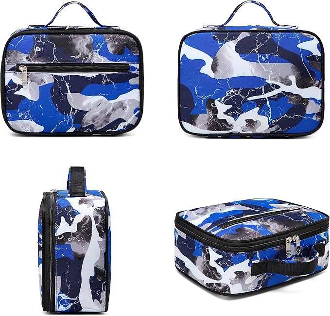 BLUEFAIRY Boys Backpack with Lunch Box for Kids Elementary Middle School Bags Set Child Book Bags Back to School Gifts Mochila Escolar para Niños Adolescentes Camo Blue