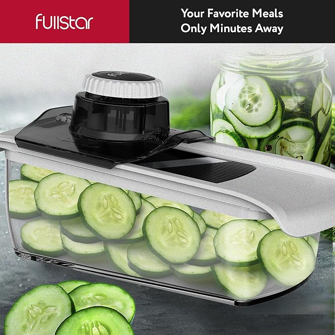 Fullstar Mandoline Slicer for Kitchen, Fruit Cutter, Cheese Grater, Cucumber Slicer, Food Cutter & Kitchen Gadgets (3 in 1, White)