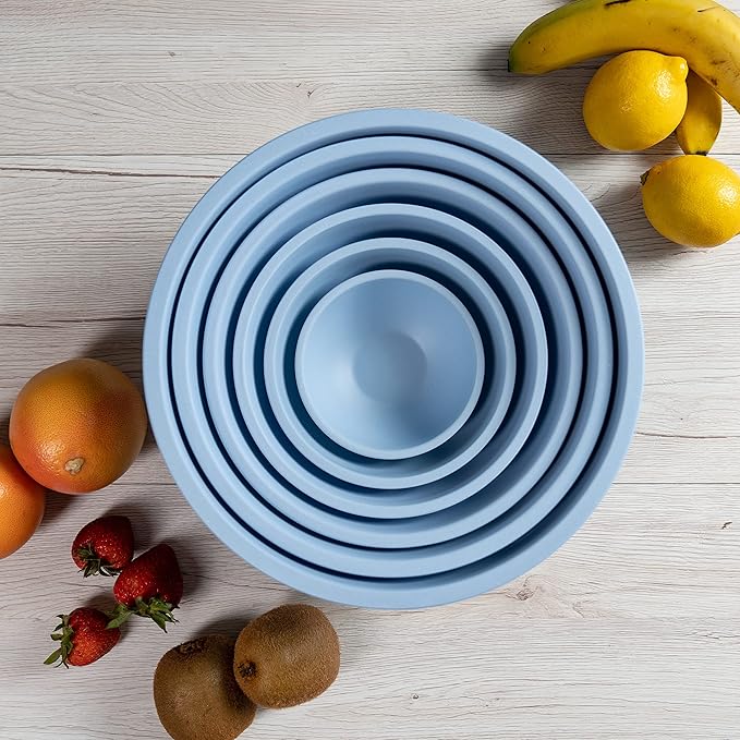 Chef Craft Eco Bamboo Fiber Mixing Bowl Set, 6 Piece Set, Blue