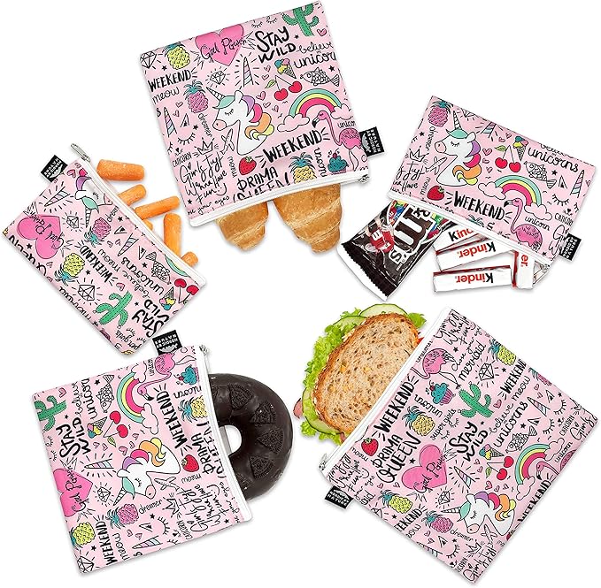 Dual Layer Reusable Sandwich Bags (Unicorns & Rainbows)