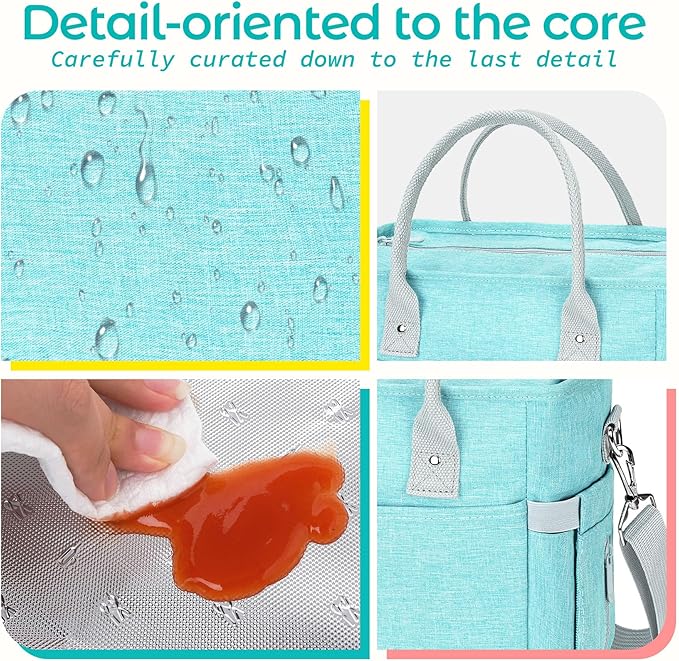 KIPBELIF Cute&Classy Roomy Insulated Lunch Bags for Women - Stylish & Functional Large Tote Adult Lunch Box for Working & Picnic