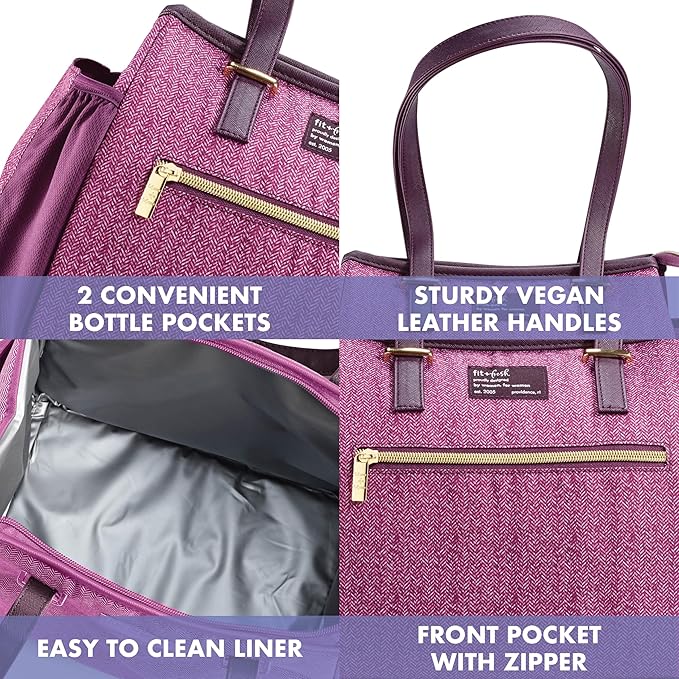 Fit & Fresh Lunch Bag For Women, Insulated Womens Lunch Bag For Work, Leakproof & Stain-Resistant Large Lunch Box For Women With Containers and Zipper Closure Copley Bag, Plum