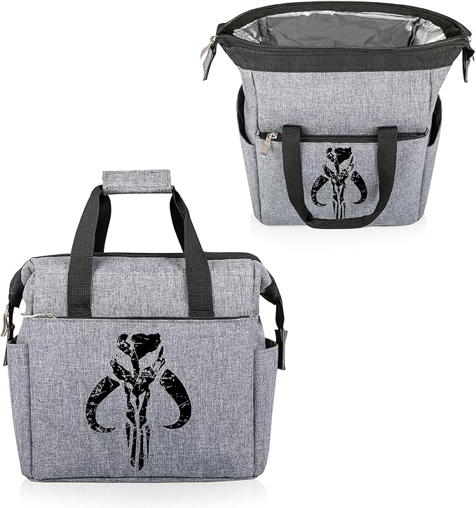 PICNIC TIME Star Wars Mandalorian Mythosaur Skull On The Go Lunch Bag, Soft Cooler Lunch Box, Insulated Lunch Bag, (Heathered Gray) 10 x 6 x 10.5