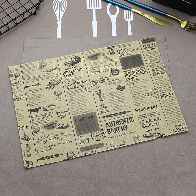 Grease Proof Liners 13.8" x 9.8" Deli Wrap 200 Pack. Best Kraft Food Wrapping Paper Sheets for Picnic, Festival, Fair or BBQ. Perfect Liner for Tray, Basket or Boat (Kraft Bake)