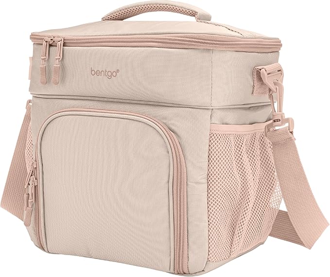 Bentgo Prep Deluxe Insulated Multimeal Bag - Lunch Box Bag, Holds 5 Meals, Premium Insulation up to 8 Hrs, Durable, Water-Resistant - Large Capacity For Adult Meal Prep (Sand)