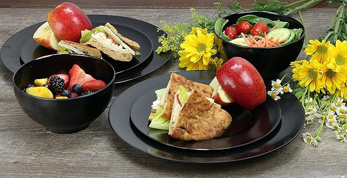 Calypso Basics by Reston Lloyd Melamine Bowl, Set of 6, Black