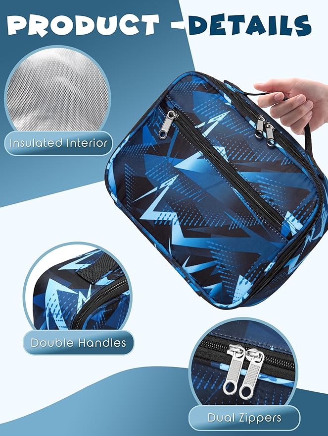 BLUEFAIRY Boys Backpack with Lunch Box Set for Kids Primary Elementary School Bags with Insulated Lunch Bags Back to School Bookbags Gifts for Son Grandson Aegean Blue