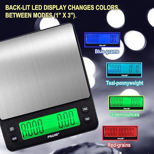 American Weigh Scales Barista SeriesMultifunctional Digital Kitchen Coffee Scale Bright Back-lit LCD3000 G x 0.1 G