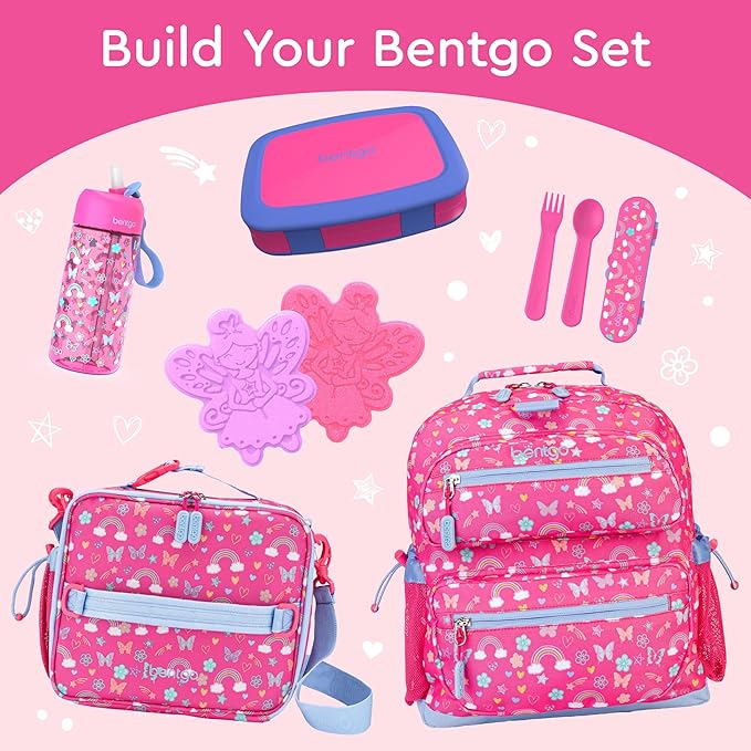 Bentgo Kids Bento-Style 5-Compartment Leak-Proof Lunch Box - Ideal Portion Sizes for Ages 3 to 7 - Durable, Drop-Proof, Dishwasher Safe, BPA-Free, & Made with Food-Safe Materials (Fuchsia)