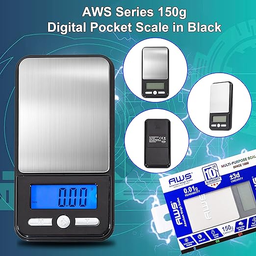 American Weigh Scales High Precision LCD Mini Pocket Weight Scale Back-lit LCD Display (AC 150) 150 G x 0.01 G