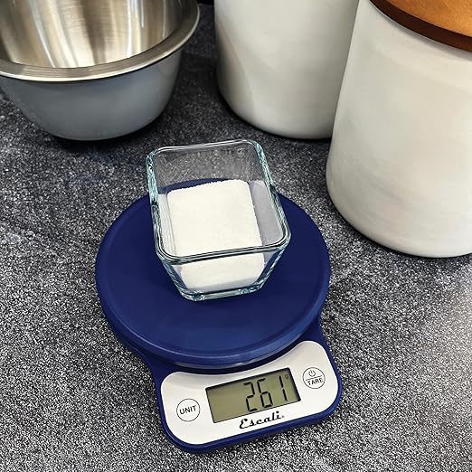 Escali Telero Digital Food Scale, Multi-Functional Kitchen Scale, Precise Weight Measuring and Portion Control, 7.62 x 6.1 x 1.28 inches, Blue (T136)