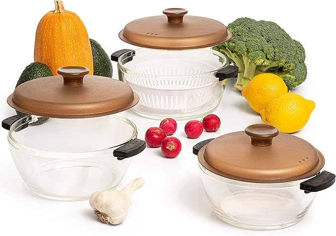Moss & Stone 3-Piece Glass Casserole With Covered, 2.6/1.5/1 Qt Durable Bakeware Set, Borosilicate Glass Bowls, Bakeware Dish Oven Safe, & Microwave Safe, Clear Glass Baking Dish