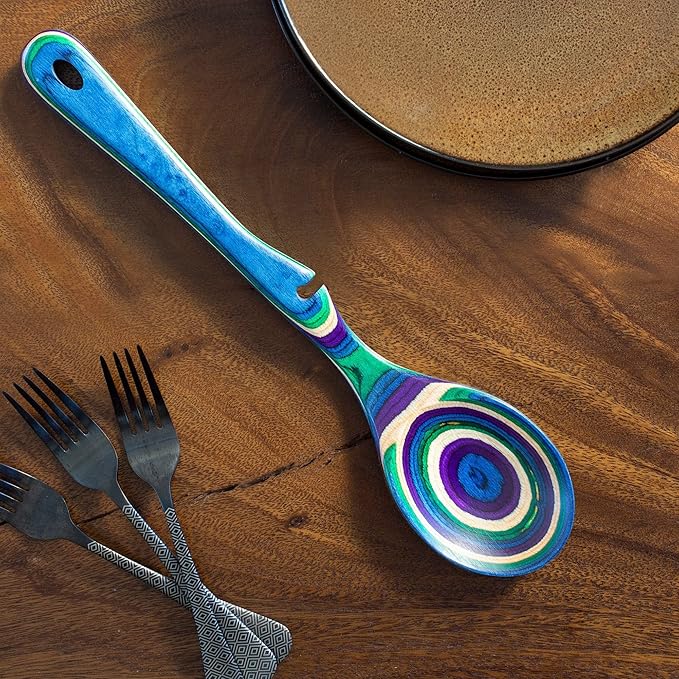 Totally Bamboo Baltique Mumbai Collection 12-1/2" Wooden Cooking Spoon with Spoon Rest Notch, Safe for Use on Nonstick