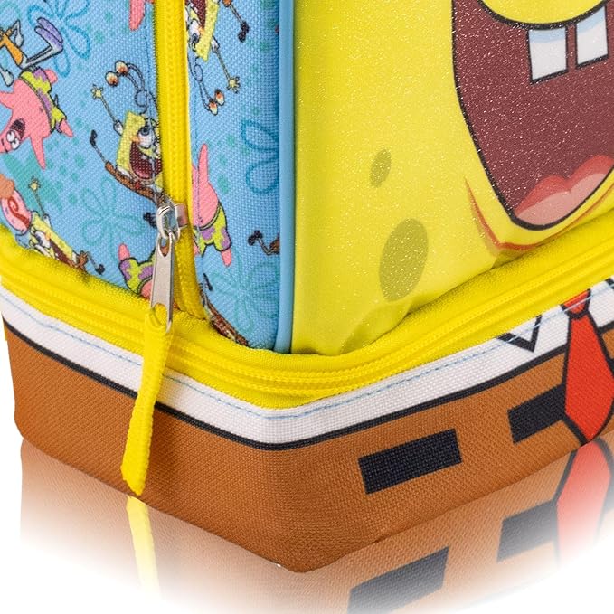 Fast Forward SpongeBob SquarePants Lunch Box for Kids With Glitter | Insulated Lunch Bag Lunch Box for Boys, Girls, Toddlers | SpongeBob SquarePants Reusable Lunchbox