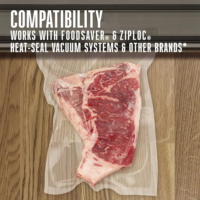 Weston Vacuum Sealer Bags for Food, 2 Ply 3mm Thick, for NutriFresh, FoodSaver & Other Heat-Seal Systems, for Meal Prep and Sous Vide, BPA Free, 8" x 12" (Quart), 100 count, Clear