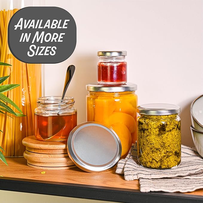 16 oz Glass Jars with Lids - Mason Style Regular Mouth Jars - 12 Pack - Airtight with Labels & Pen - Dishwasher Safe - Perfect for Canning, Pickling, Food Storage, Meal Prep & Homemade Jam