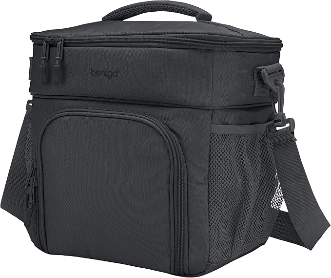 Bentgo Prep Deluxe Insulated Multimeal Bag - Lunch Box Bag, Holds 5 Meals, Premium Insulation up to 8 Hrs, Durable, Water-Resistant - Large Capacity For Adult Meal Prep (Dark Gray)