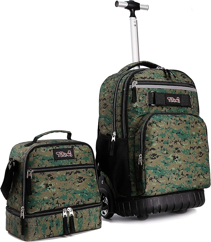 Tilami Lunch Bags Insulated Adjustable Strap Zipper, Two Compartments Cooler Bags, Bento Bags for Kids Toddlers (Camouflage)