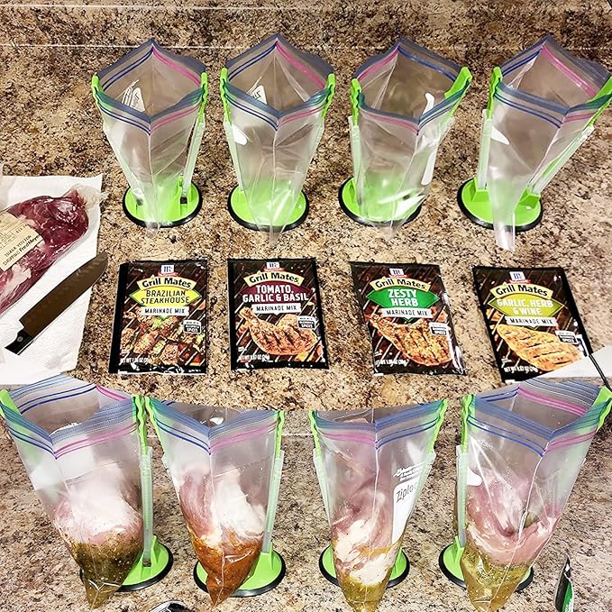Ruibo Ziplock Bag Holder Stand Adjustable for Plastic Freezer Bags/Hands Free Baggy Rack Gallon Bag Holder Stand,6 Pack/6pcs