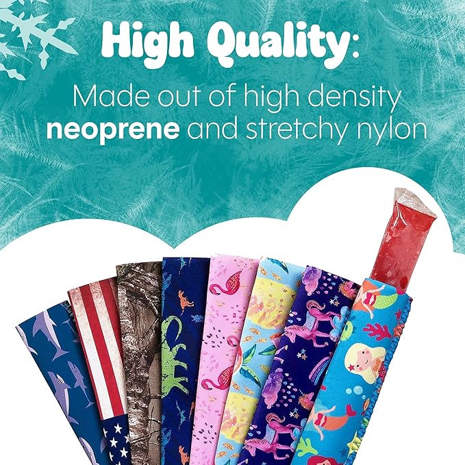 Koverz Kooleez Ice Pop Sleeves, Insulated Neoprene Sleeve for Freezer Pop/Ice Pop, Popsicle Holders for Kids, Washable and Reusable, Assorted Colors, Bold 4-Pack