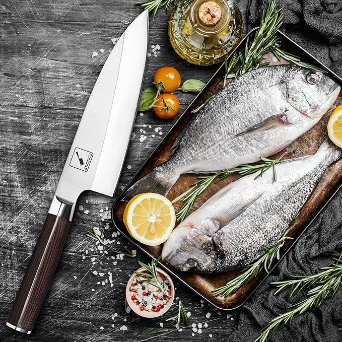 imarku 7-inch Deba Knife,Ultra Sharp Sushi Knife,Ultimate Japanese Kitchen Knife with Stainless Steel Single Bevel,Fish Fillet Knifes for Fish Cutting with Ergonomic Handle, Birthday Gifts for Mom/Dad