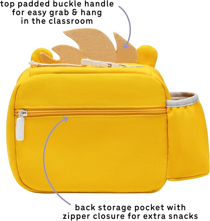 Toddler Lunch Bag for Girls and Boys, Lunch Box for Kids Ages 2–5, Fully Insulated with Padded Handle, Storage Pocket and Water Bottle Pocket, Lightweight, Easy to Clean, BPA-Free - Lion