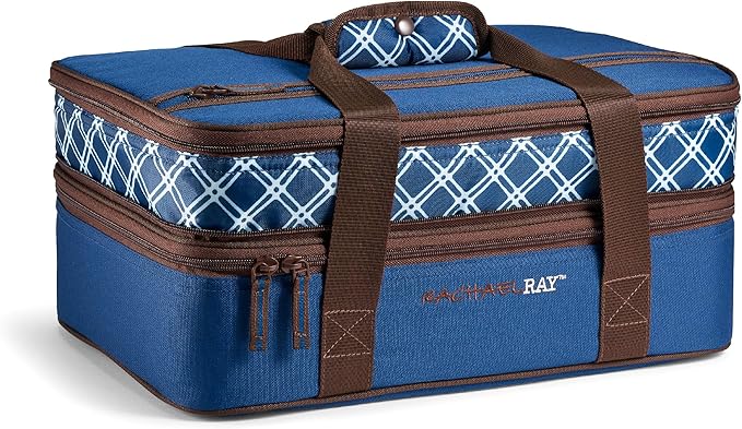 Rachael Ray Expandable Insulated Casserole Carrier for Hot or Cold Food, Thermal Lasagna Lugger Tote for Potluck, Parties, Picnic, and Cookouts, Fits 9" x 13" Baking Dish