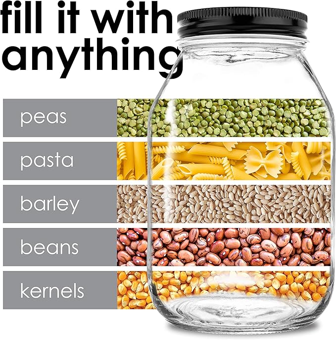 12 Pack of 32oz Mayo Style Glass Mason Jars and Metal Leak Proof Lids for Pickling, Fermenting, Canning and Storing. Containers for Pickles, Kombucha, Preserves, Sauces, Kefir, Fruits