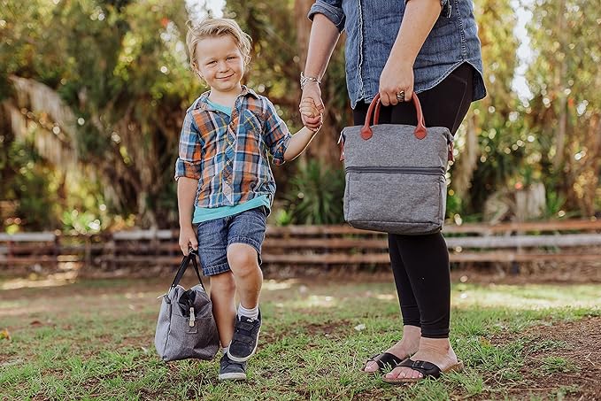 PICNIC TIME - On The Go Lunch Bag - Soft Cooler Lunch Box - Insulated Lunch Bag, (Heathered Gray)