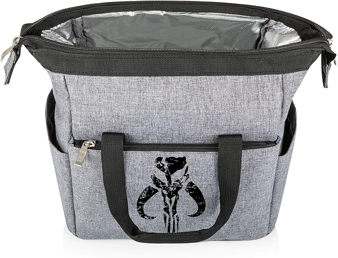 PICNIC TIME Star Wars Mandalorian Mythosaur Skull On The Go Lunch Bag, Soft Cooler Lunch Box, Insulated Lunch Bag, (Heathered Gray) 10 x 6 x 10.5