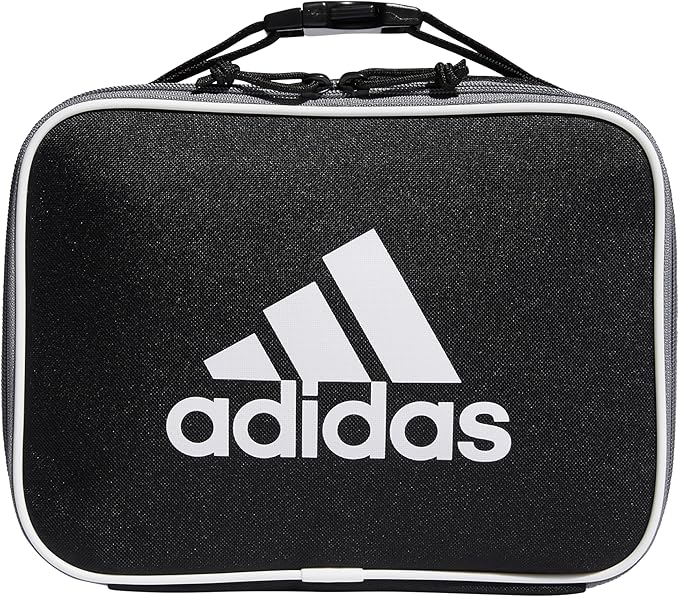 adidas Foundation Insulated Lunch Bag for Men and Women, Black/White, One Size