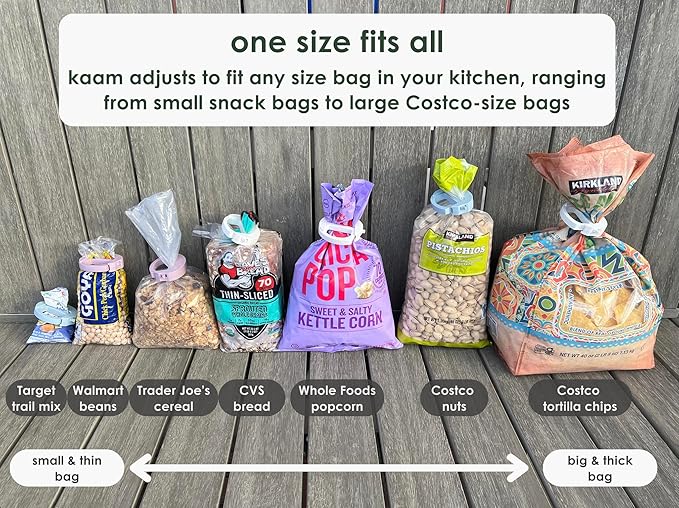 Bag Clip, chip Clip, Food Clip, Bread Clip | Heavy Duty, Adjustable, one Size fits All, Stackable, Magnetic, Fridge & Freezer Safe, Hook-able,Built to Last, Ergonomic (Rosy Cheeks, 3 Pack)